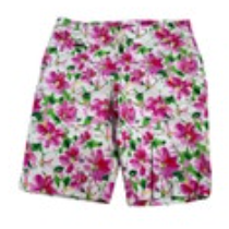 Peck & Peck Women's Floral Pink Green White Stretch City Shorts Size 14