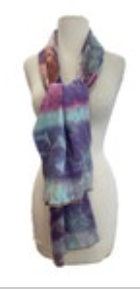 German 100% Cashmere Hand Tailored Floral Pink Blue Purple Scarf 11x68