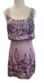 Free People Aztec Orchid Floral Lace Dress Purple Metallic Lace Trim Size 4