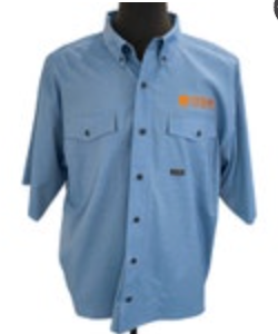 ARIAT REBAR Shirt Mens XLT Slate Blue Button Down Short Sleeve Shirt READ