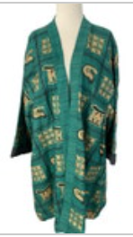 AS HRO Women's Kimono Jacket Size L 100% Silk Satin Lined Art to Wear