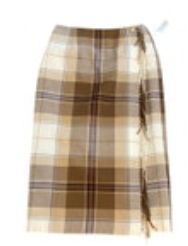 Vtg Talbots 100% LambsWool Wrap Midi Skirt Brown Tan Striped Plaid Size 10P NWT