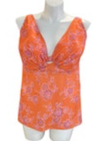 NEW Swim By Cacique Lightly Lined Plunge Tankini Top 40H beachy resort vacation