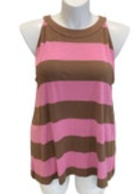 J. Jill Women's Pink Brown Wide Stripe Sleeveless Tank Top Size 2X
