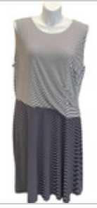 NWT Lauren Ralph Lauren Black White Diagonal Stripe Sleeveless Dress size 24W