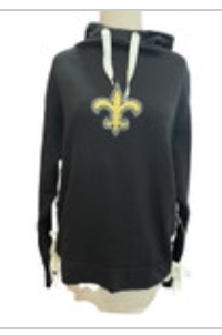 NWT L Women's Junk Food Black New Orleans Saints Lace-Up Side Pullover Hoodie