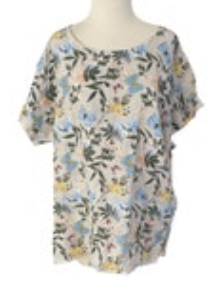 NWT Bellambra Pure Linen Sand Butterfly Top Women L Floral Short Sleeve Italy