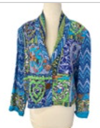 VTG Minnies Closet Sz S Jacket Patchwork Wearable Art 90’s Y2K Wood Heart Button