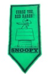 Vintage 1967 Snoopy Peanuts Felt Banner Pennant Flag Curse You Red Baron!