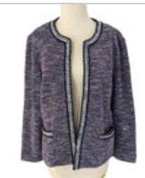 Talbots Cardigan Sweater Jacket Size M Tweed Look Blue White And Red w/pockets