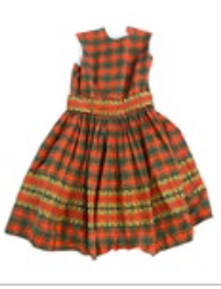 70's Vintage RUTH OF CAROLINA Red Green Plaid Sleeveless Below Knee Dress
