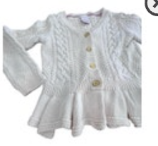 Jillian’s Closet Girls Cotton Fisherman Knit Sweater Ivory Cable Button