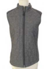 J. McLaughlin sz Medium Gray faux suede quilted knit full zip vest jacket womens