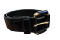 Furla Black Embossed Leather Belt Sz 75 S/M Measure 36” Made in Italy Stunning