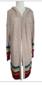 Matilda Jane Open Cardigan Duster Size Medium Beige Knit Long Hooded Sweater