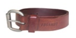 Fossil Leather Belt Men 38 Brown Leather Silver Buckle Preppy Academia Cowboy
