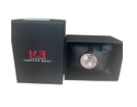 Women's Rose Gold Jewel Watch Menton Ezil Skinny Leather Black Band New