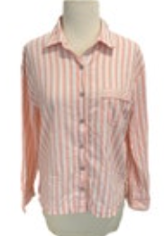 Victoria’s Secret Pink Striped Womens Pajama Top Button Shirt Pocket Size Small
