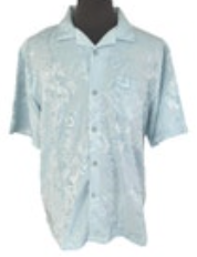 Cubavera Shirt Hawaiian Button Up Floral Blue Mens XL w/Pocket Short Sleeve EUC