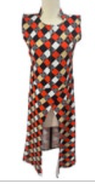 Vtg 70s Blue Orange White Motif Diamond Print Sleeveless Maxi Dress Groovy Cat