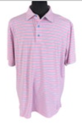 Peter Millar Polo Mens XL Summer Comfort Pink Blue Stripe Soft Wexford Golf Club