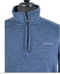 Eddie Bauer Mens Blue Heather Long Sleeve Fleece Mock Neck Pullover Sweater Sz M