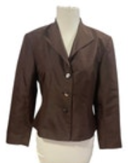 Lafayette 148 New York 100% Silk Brown Jacket Blazer Sz 4 3-Button Classic Work