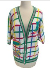 Sharon Young Vintage Women’s Cardigan Sweater Size Medium Colorful Beach Sailing