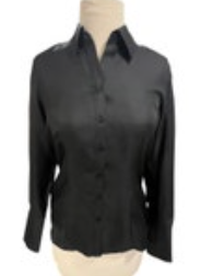 ANN TAYLOR Petites 2P Essential Shirt Black Button Down Silk Blouse Barrel Cuff