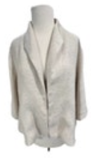 Eileen Fisher Silk Linen Blend Ivory Jacket PL Lagenlook Career Open Cardigan