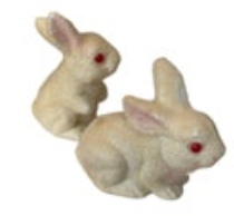 VTG Flocked Bunnies Rabbits Set Of Two Spring Easter Decor Red Eyes Pink Belly