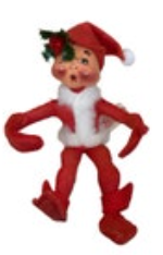 1999 Annalee Mobilitee Red Elf Open Eyes With Holly Posable Cloth