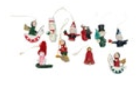 Vintage Wooden Mini Christmas Ornaments Lot Of 10 Bear Bell Snowman Ski Angel