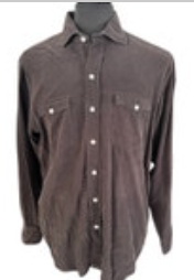Ledbury Fine Shirtmakers Brown Micro Corduroy Mens 16.5/Large Button Up Shirt