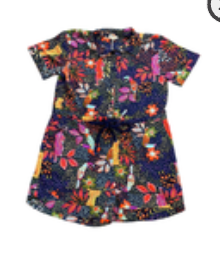NWT JODIFL Womens Small Romper Short Sleeve Bright Floral Print Rope Tie Waist