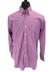 J McLaughlin Mens Shirt L Pink Blue Check Button Up Cotton Long Sleeve