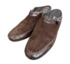 Vaneli Brown Suede Leather Size 8 1/2 Mule Wedge Slip On Western Stitch Shoes