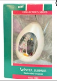 Hallmark 1989 Ornament Winter Surprise Penguins Christmas Tree #1 in Series Box