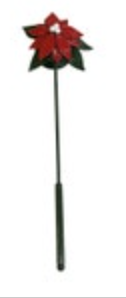 Vintage Christmas Poinsettia Candle Snuffer Glossy Enamel Painted Metal
