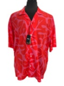 Hugo Boss Men's Size XL Relaxed Fit Drew Red Camp Short Sleeve Button Up Shirt