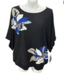 NWT INC International Concepts Black Sequin Flowers Sweater Size 3X MSRP $89.50