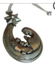 Gloria Duchin Pewter Swarovski Mary Baby Jesus Star Christmas Ornament 2008