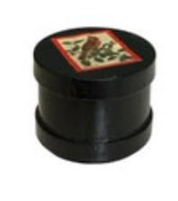 Black Wooden Hand Painted Trinket Keepsake Box Round Decoupage Cardinal Stamp