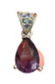 Avon Silver-tone Pear Shaped Rhinestone Amethyst Teardrop Pendant Stamped