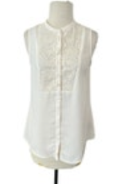 Anthropologie Maeve Sleeveless Button Front Embroidered Shirt Size 4