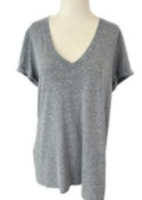 T.La by Anthropologie XS Gray Classic V-Neck Tee Floral Back
