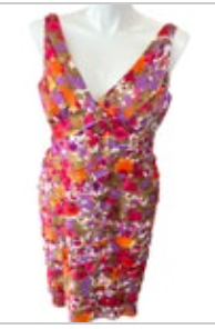 Jones Wear Size 16 Tiered Sleeveless Pink Multicolor Sheath Dress