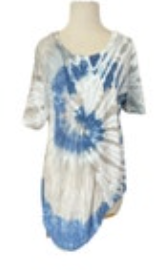 Belle France Size M Italy Cotton Viscose Blend Asymmetrical Tie Dye Hem Top