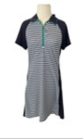 Jofit Small Golf Tennis Athletic Swing Dress Navy White Stripe Teal Green Accent