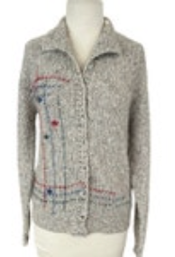 The Lily Gilder Button Up Collared Cardigan Sweater Oatmeal with Accent Colors